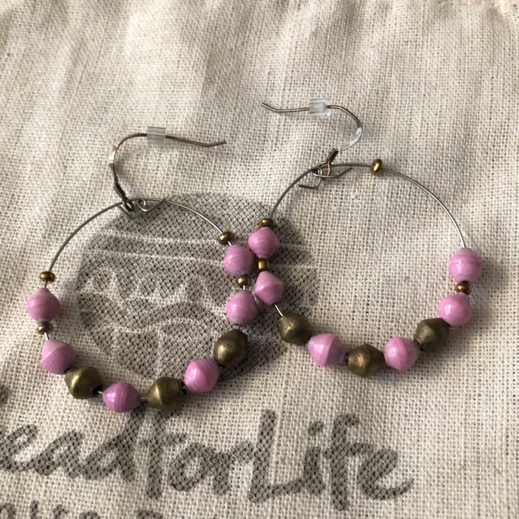 Bead For Life East African Lilac Hoop Earrings